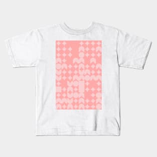 Girly Pinkish Geometric Pattern - Flowers & Stars #27 Kids T-Shirt